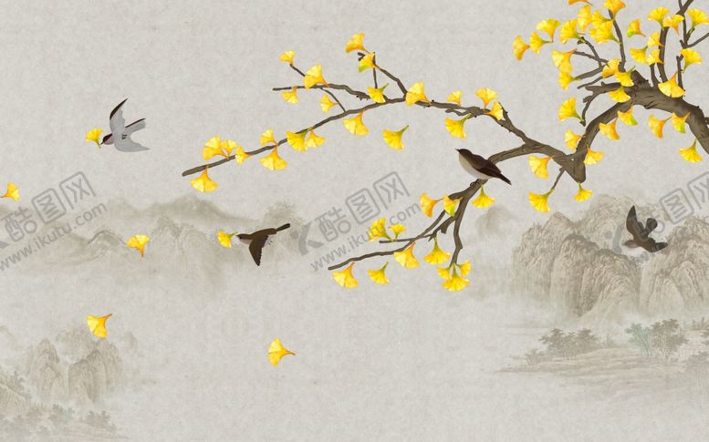 编号：56569704031419482229【酷图网】源文件下载-花鸟背景墙