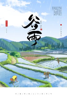 谷雨海报杂志插秧折页灯箱