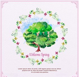 矢量手绘花纹大树