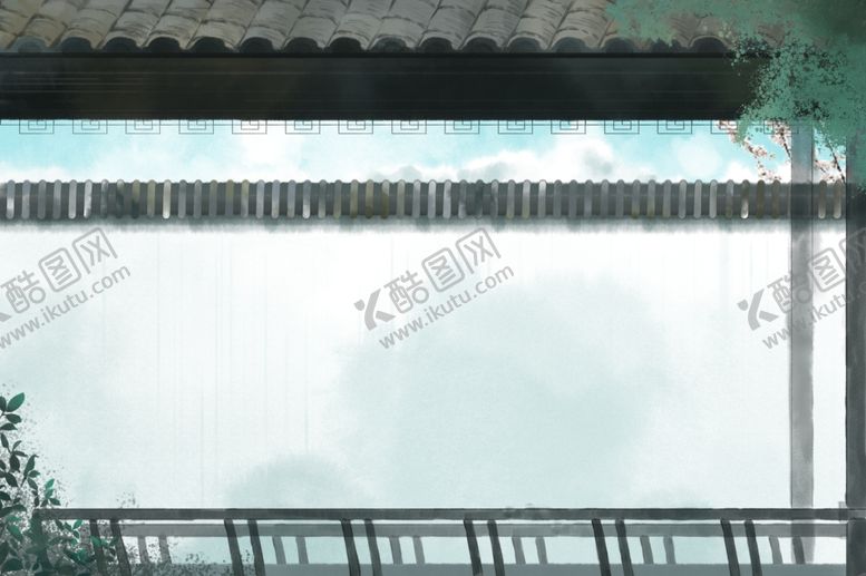 编号：15089407130144573494【酷图网】源文件下载-传统建筑墙檐屋檐插画背景