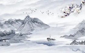 山水画办公室玄关风景