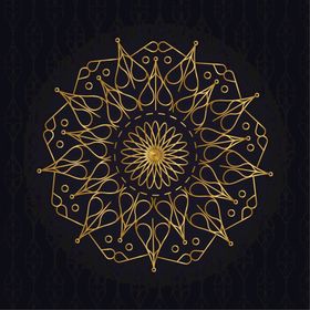 金色古典花纹民族风黑背景艺术