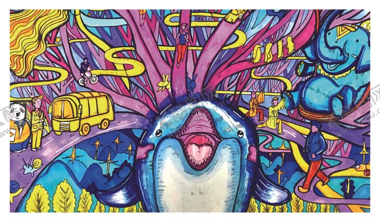 编号：62287710280144332251【酷图网】源文件下载-色彩斑斓的兔子卡通形象