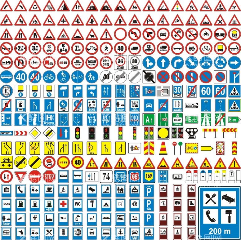 编号：34190202031730158026【酷图网】源文件下载-道路警示牌
