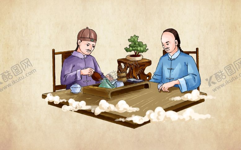 编号：52591909261849142954【酷图网】源文件下载-喝茶人物复古插画卡通海报素材
