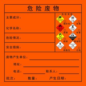 危险废物标签 室内外悬挂