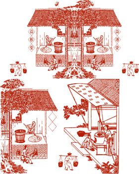 古代版画矢量图案线稿中药材