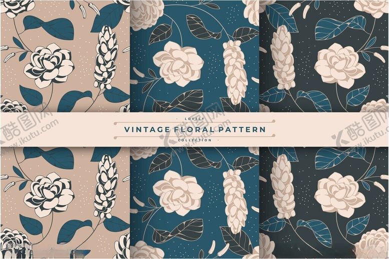 编号：14151404011142501938【酷图网】源文件下载-复古花卉图案设计素材