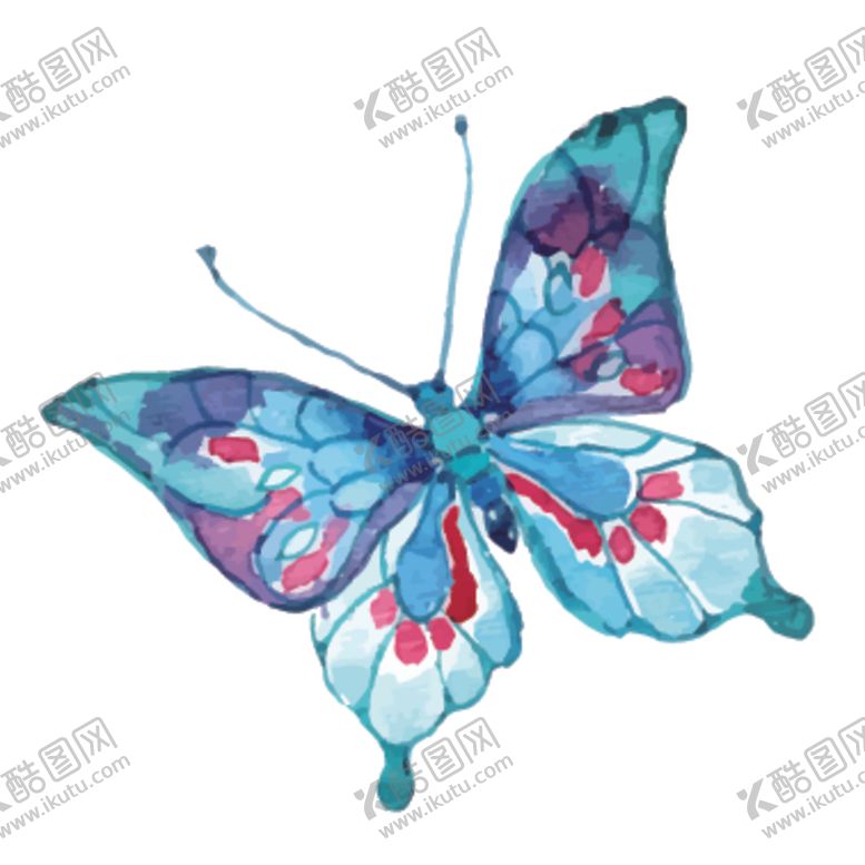编号：18553506242121221653【酷图网】源文件下载-水彩蝴蝶绘画图案