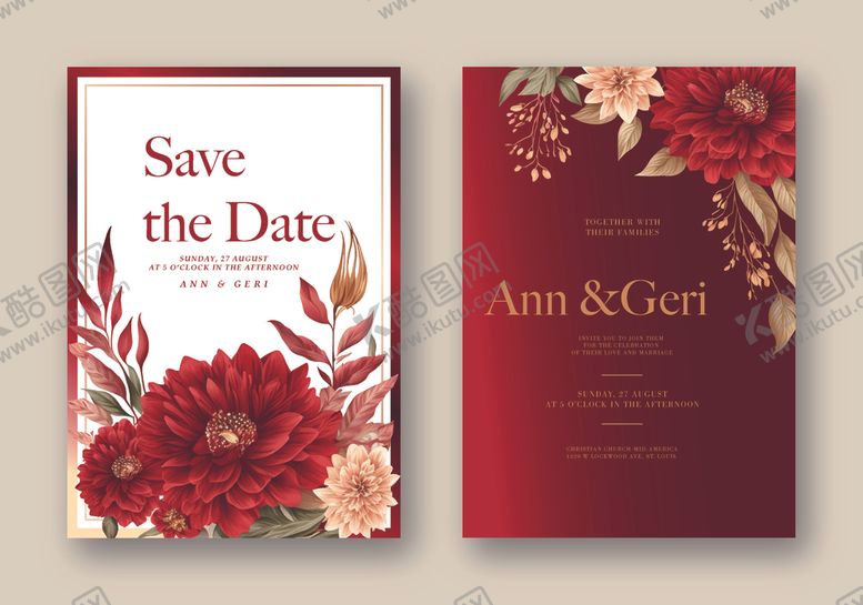 编号：81717904241953329598【酷图网】源文件下载-优雅婚礼请柬设计样式