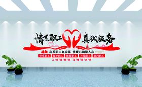 情系职工真诚服务文化墙