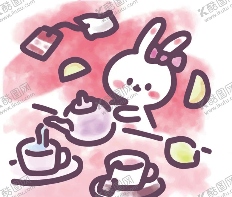 编号：26698605032326535635【酷图网】源文件下载-小兔子的下午茶（绘画）