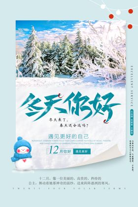 12月你好十二海报小雪节气大寒霜降