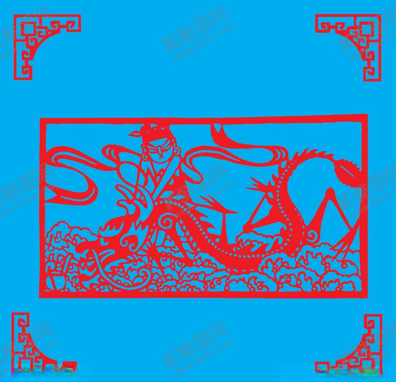 编号：23131110050319004006【酷图网】源文件下载-哪吒闹海剪纸