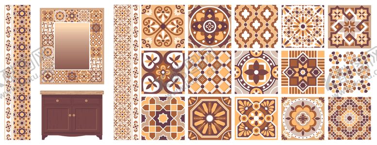 编号：55287704301133074889【酷图网】源文件下载-复古花砖背景