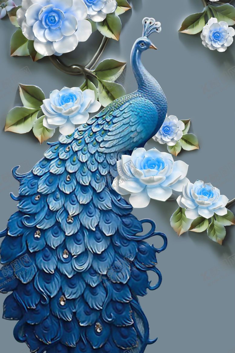 编号：26095406190903133559【酷图网】源文件下载-孔雀电视背景墙装饰画