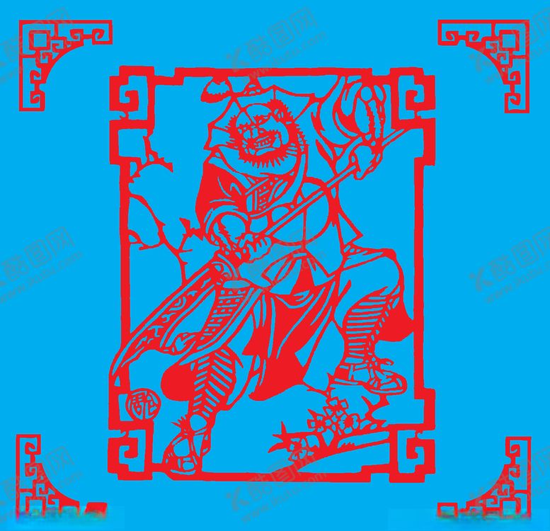编号：15746010170520523354【酷图网】源文件下载-周仓剪纸