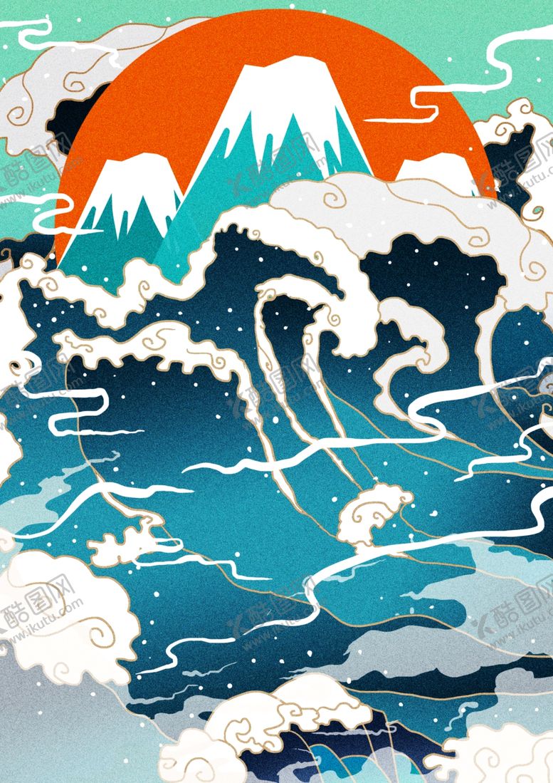 编号：34210909200837322524【酷图网】源文件下载-国潮风富士山