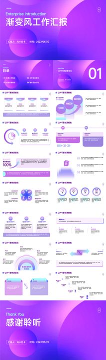 企业紫色渐变风工作总结汇报述职PPT