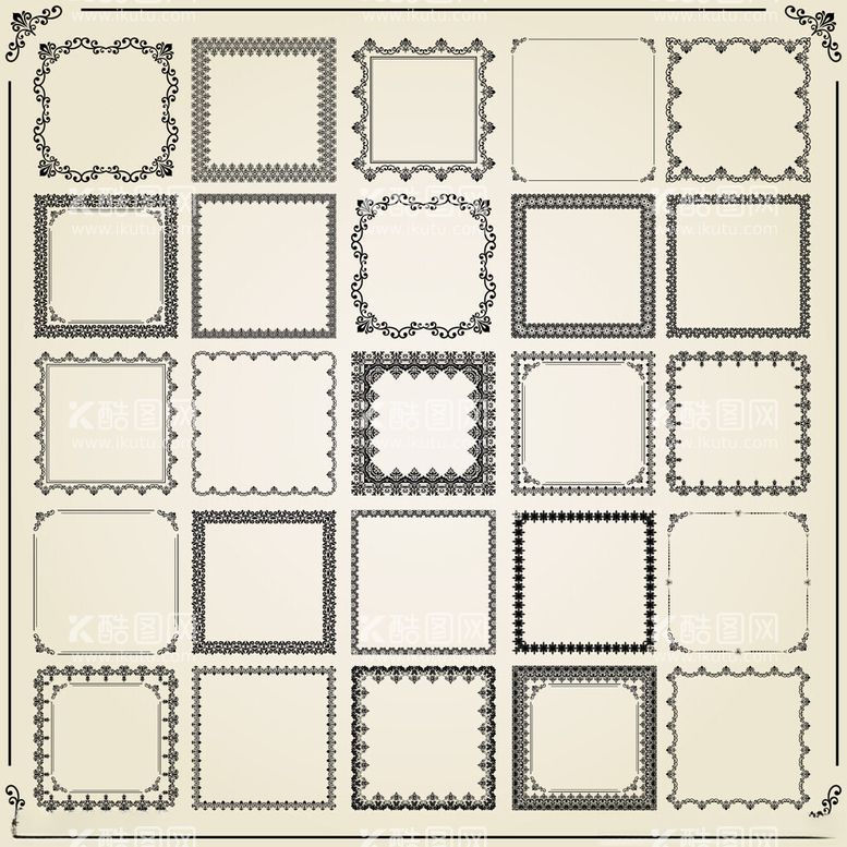 编号：19277912032311013539【酷图网】源文件下载-正方形花纹边框