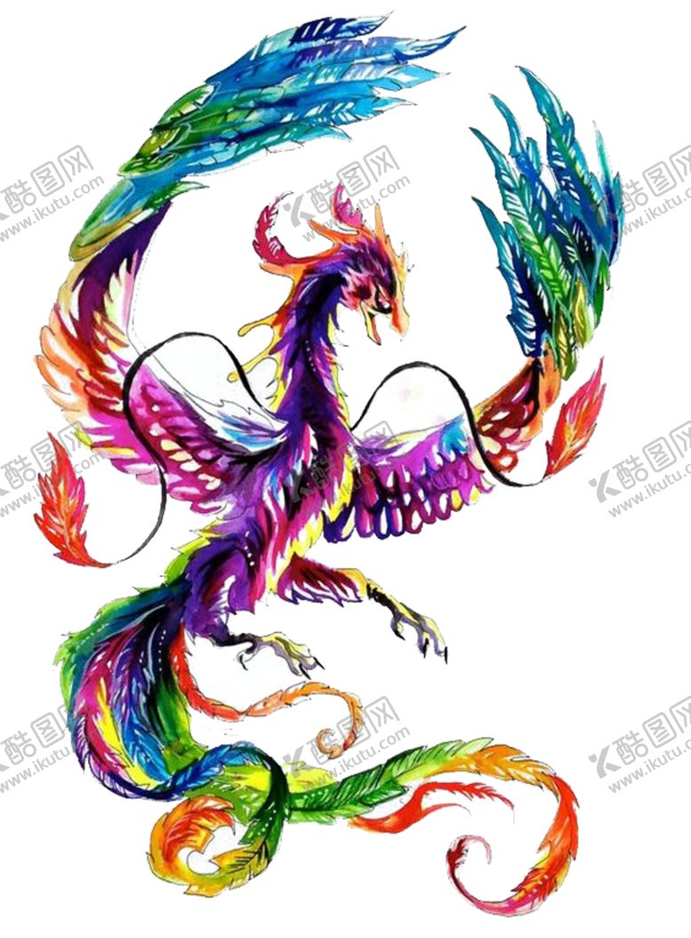 编号：80481304160918262151【酷图网】源文件下载-手绘水彩凤凰