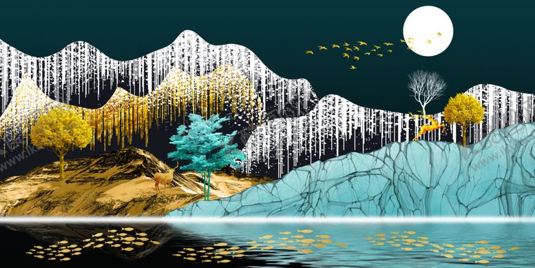 编号：21093505141819046829【酷图网】源文件下载-新中式岩石大理石纹山水装饰画