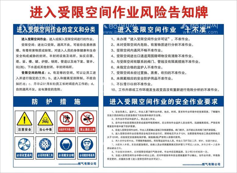 编号：75266511271741383667【酷图网】源文件下载-进入受限空间风险告知牌