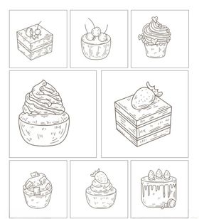 糕点冰淇淋美食手绘简笔画