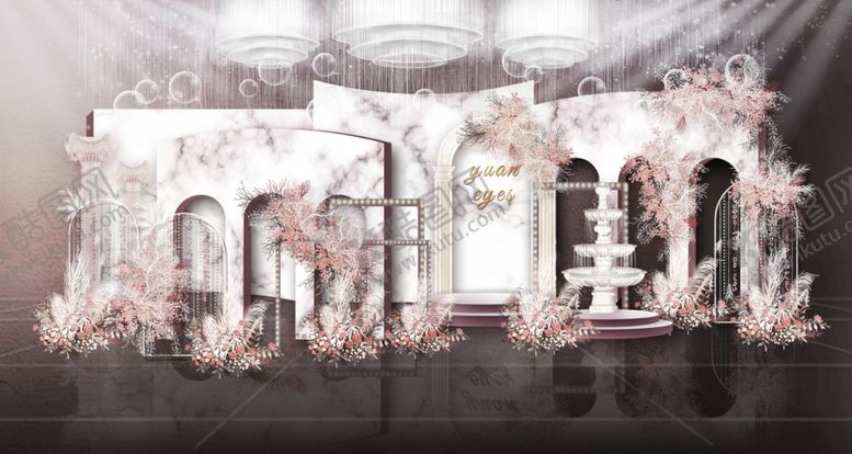 编号：88142709290227036252【酷图网】源文件下载-粉色花朵婚礼背板