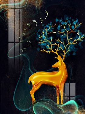 麋鹿晶瓷画