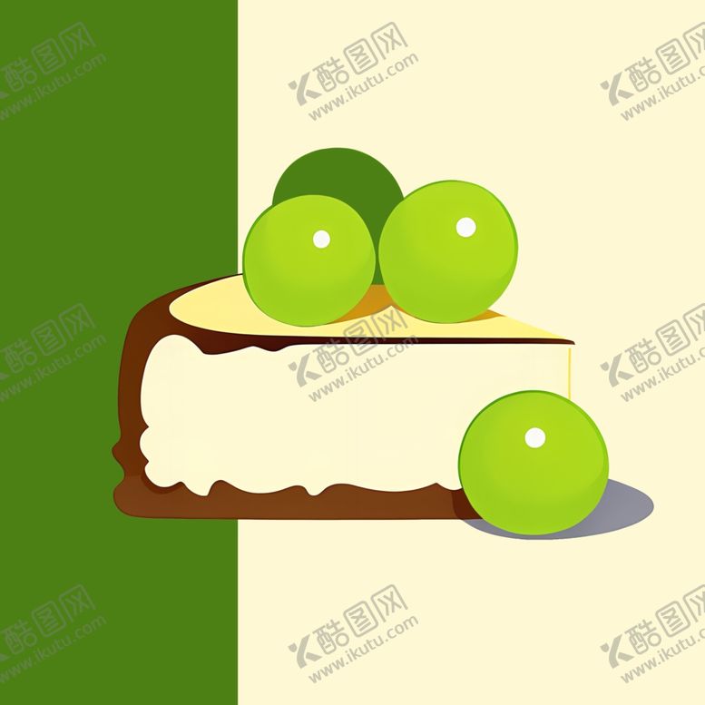 编号：86338002280836323518【酷图网】源文件下载-手绘卡通青葡萄芝士蛋糕
