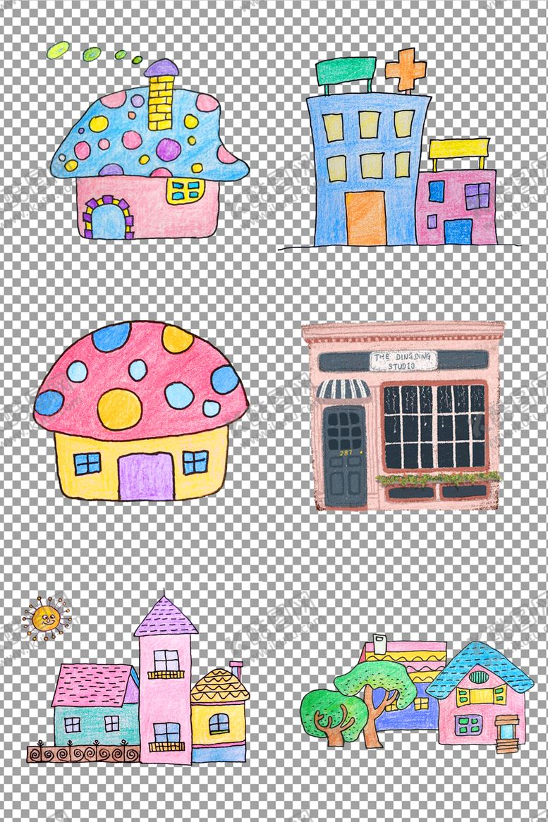 编号：51594109191447173654【酷图网】源文件下载-手绘房子