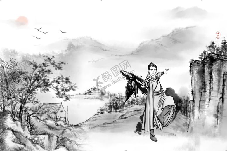 编号：20748112181933552792【酷图网】源文件下载-手绘古风插画背景图片