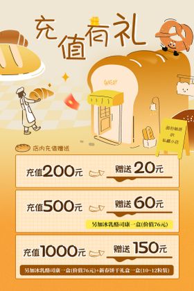 面包店充值有礼活动海报