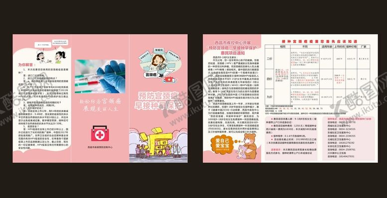 编号：66657501191022405221【酷图网】源文件下载-宫颈癌三折页