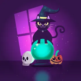 万圣节猫咪元素卡通形象卡通卡通