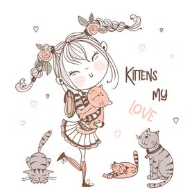 可爱女孩手绘卡通插画