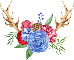 手绘花卉森系纹水彩树枝浪漫温馨