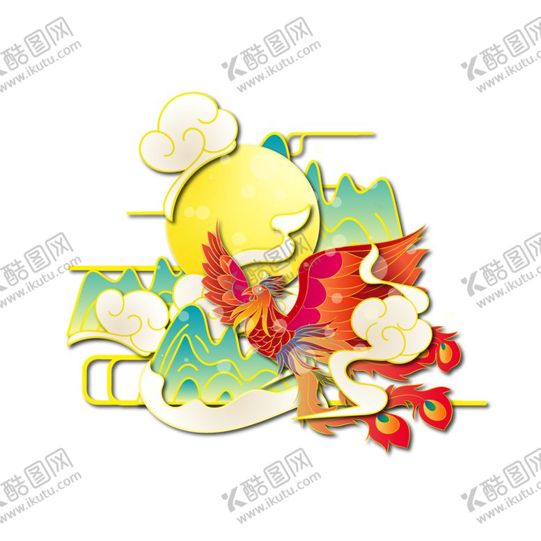 编号：21136004261523572489【酷图网】源文件下载-国潮凤凰插画