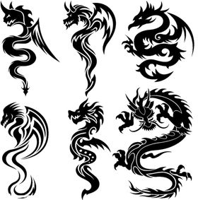 中国风金色龙元素抬头手绘古