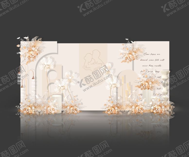 编号：94708902230349446646【酷图网】源文件下载-香槟色婚礼舞台布置