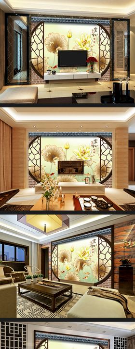 电视背景墙绘家居设计现代