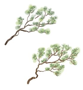 水墨中国风迎客松高山流画山旭日东升山景画