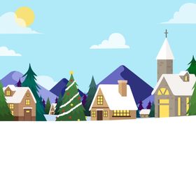 冬天背景冰雪地日风手绘