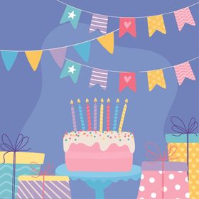 手绘淡彩生日