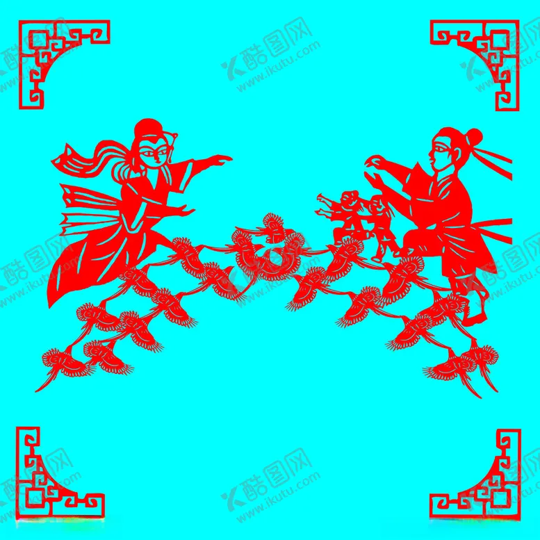编号：58395501261703427795【酷图网】源文件下载-鹊桥会剪纸