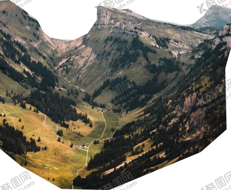 编号：22862609101713329272【酷图网】源文件下载-美国复古杂志自然风光剪纸PNG