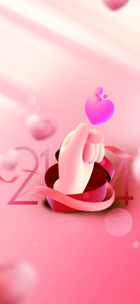 情人节海报爱在214漫画素材贺卡