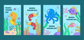 海洋生物主题卡通横幅