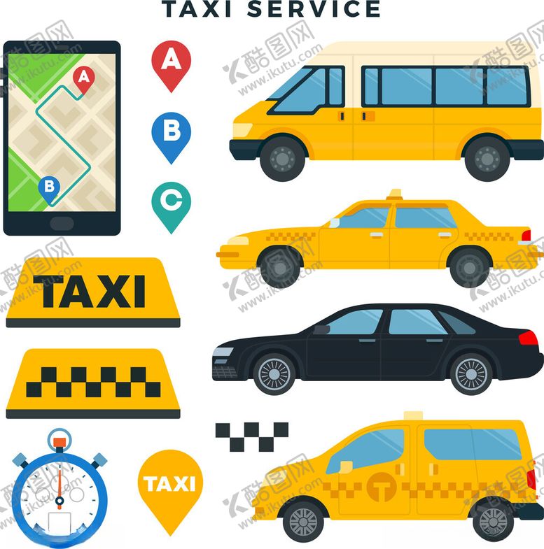 编号：28340511200407249181【酷图网】源文件下载-出租车服务相关图标集合